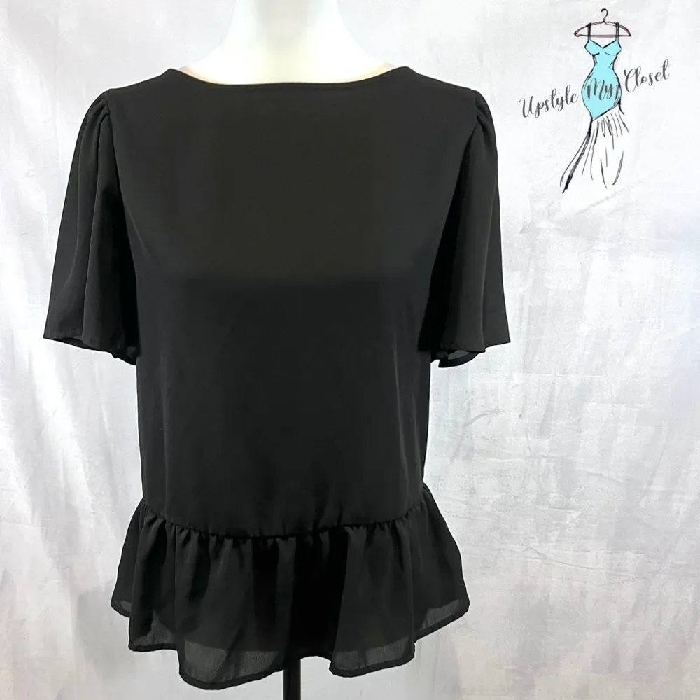 Apt 9 black ruffle peplum top size small